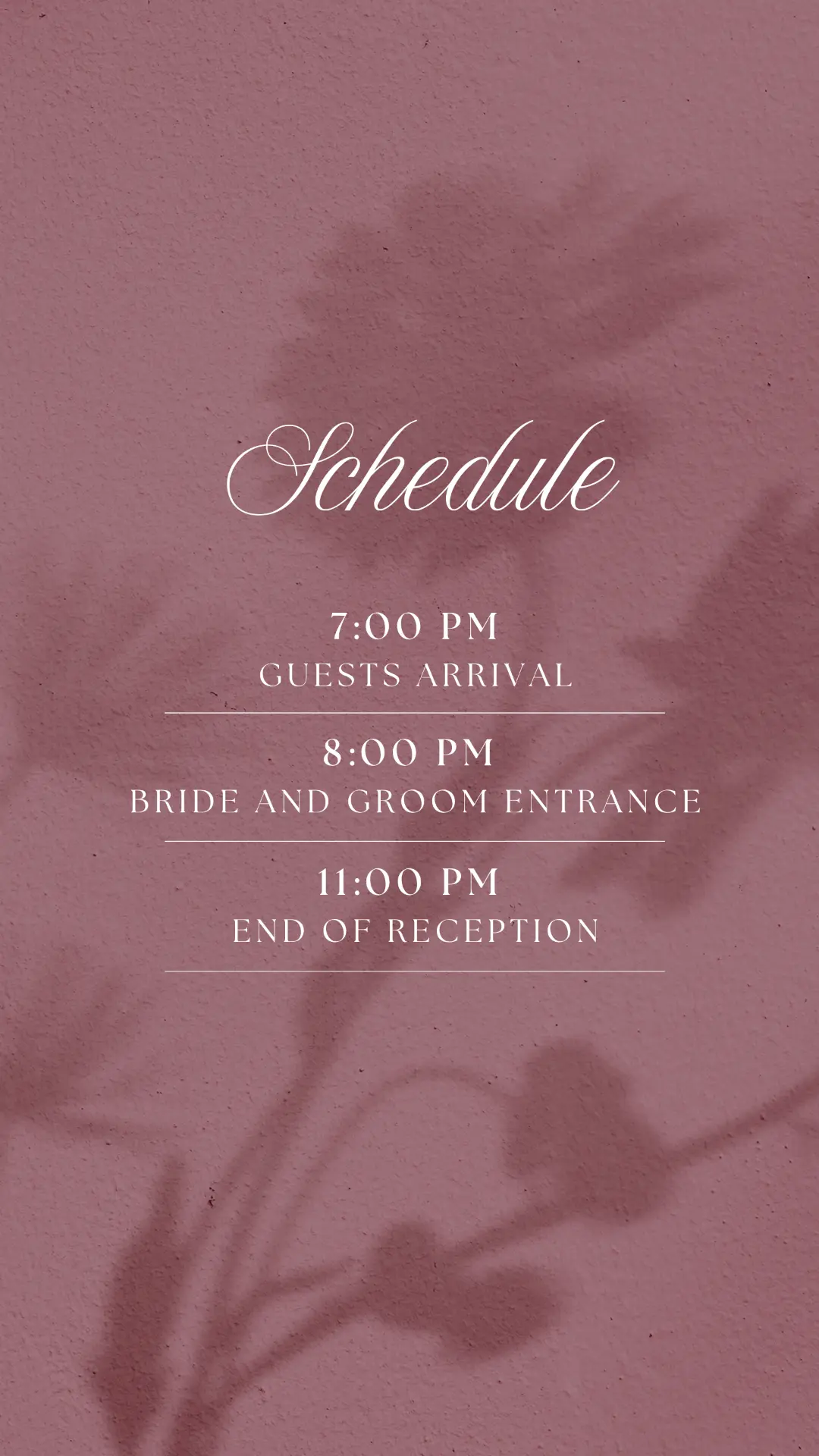 Schedule of the reception